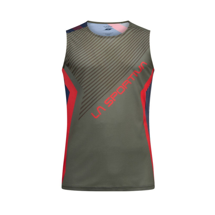 La Sportiva Canotta Trail Running Flow Mountain Rosso Cypress Uomo