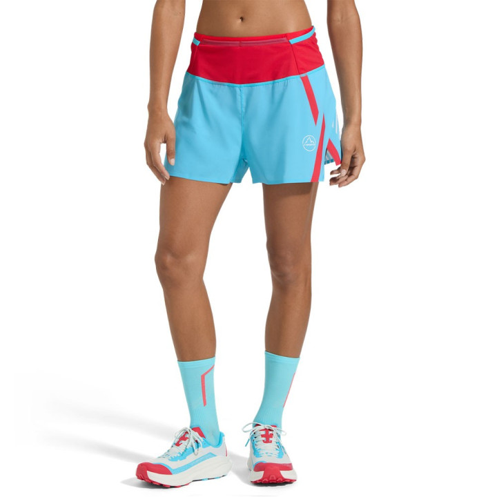 La Sportiva Short Trail Running Flow 3" Malibu Blue Hibiscus Donna