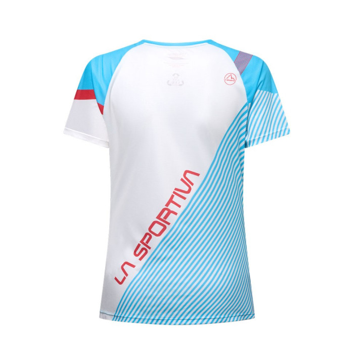 La Sportiva T-Shirt Trail Running Flow Malibu Blue Hibiscus Donna