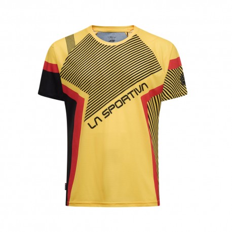 La Sportiva T-Shirt Trail Running Flow Nero Giallo Uomo
