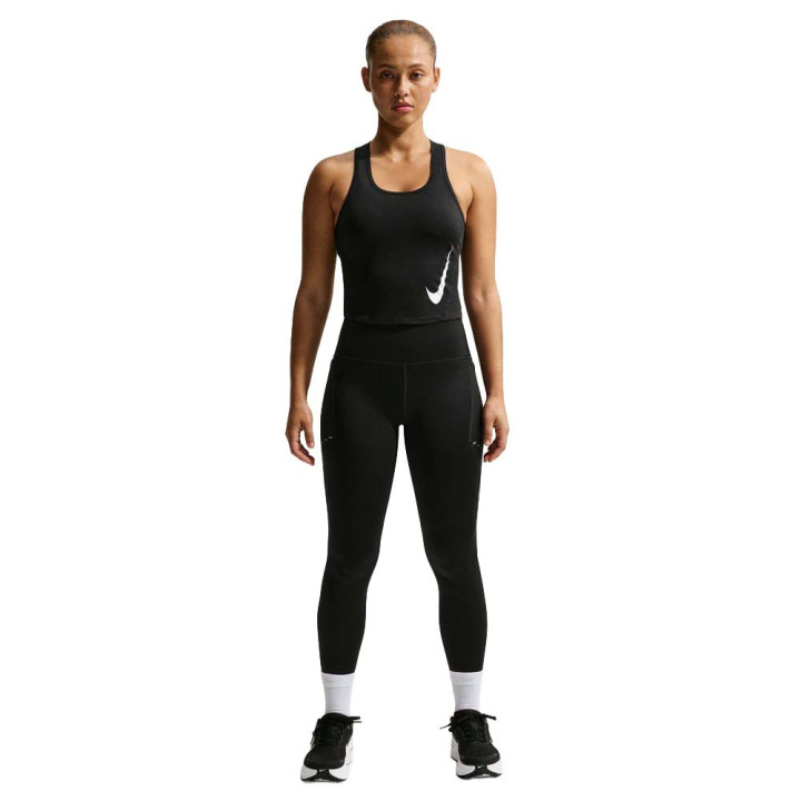 Nike Tempo Swoosh Canotta Running Run Nero Bianco Donna