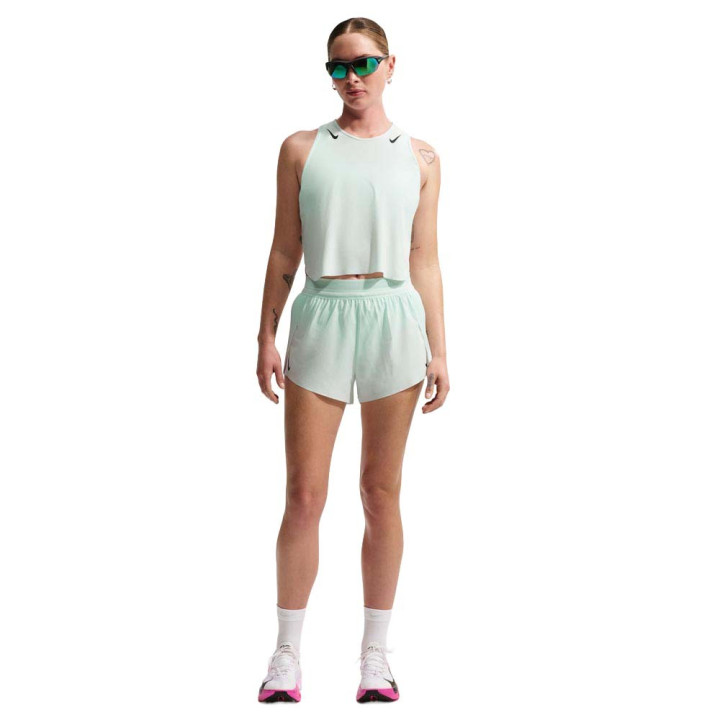 Nike Aeroswift Crop Top Running Barely Verde Nero Donna