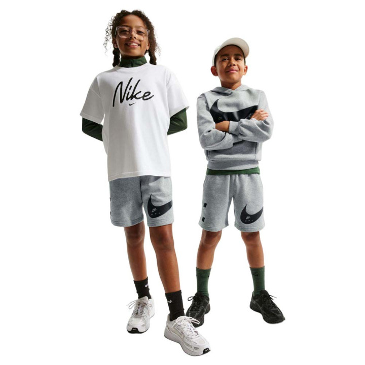 Nike Sportswear Club Shorts Sportivi Big Swoosh Grigio Bambino