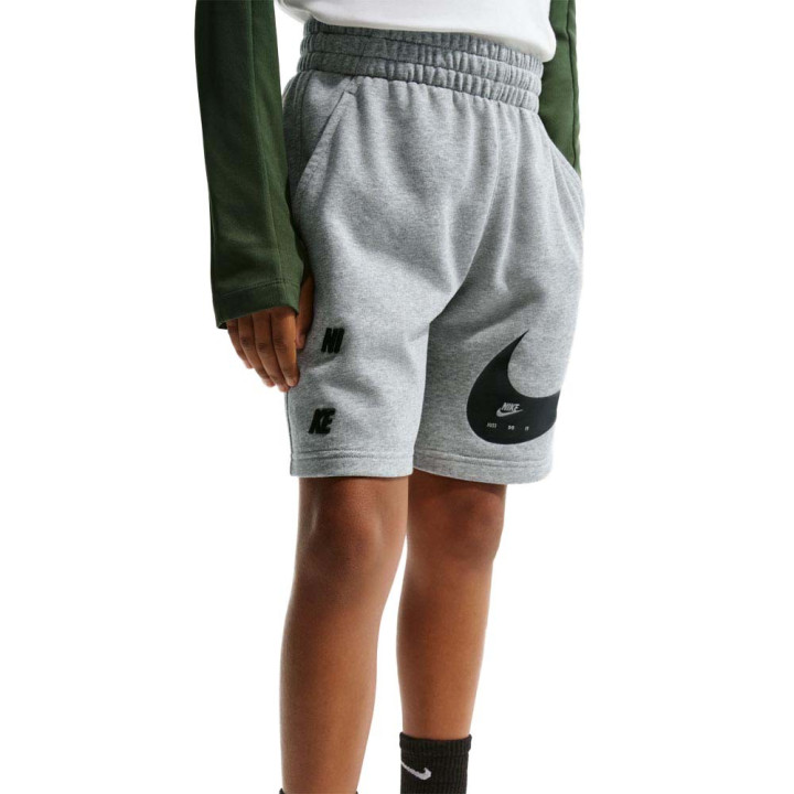 Nike Sportswear Club Shorts Sportivi Big Swoosh Grigio Bambino
