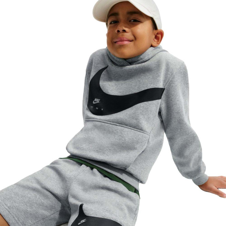 Nike Sportswear Club Shorts Sportivi Big Swoosh Grigio Bambino