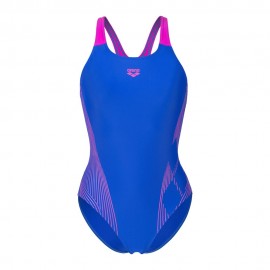 Arena Costume Intero Piscina Con Reggiseno Interno Blu Fucsia Donna