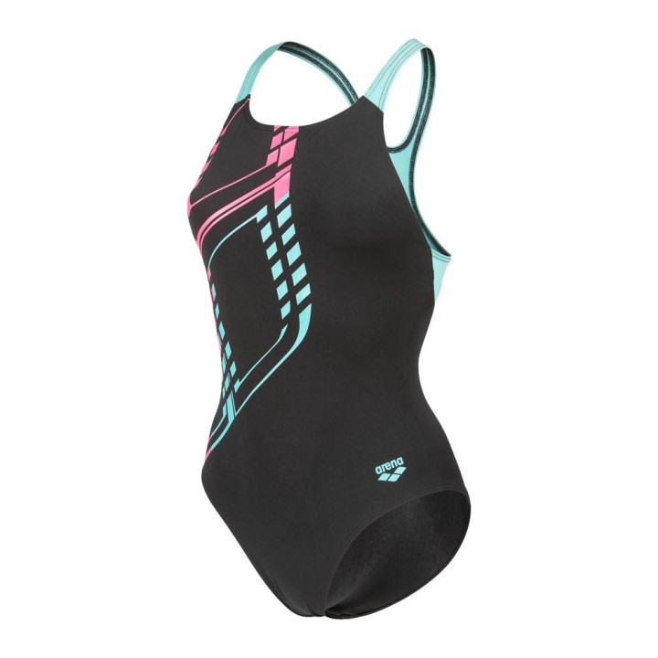 Arena Costume Intero Piscina Graphic Swim Pro Nero-Water Donna