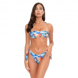 Fascia Ribattuta Mare C Costume Slip Fiocchi blu