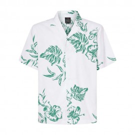 Manica Corta Fantasia Hibiscus bianco