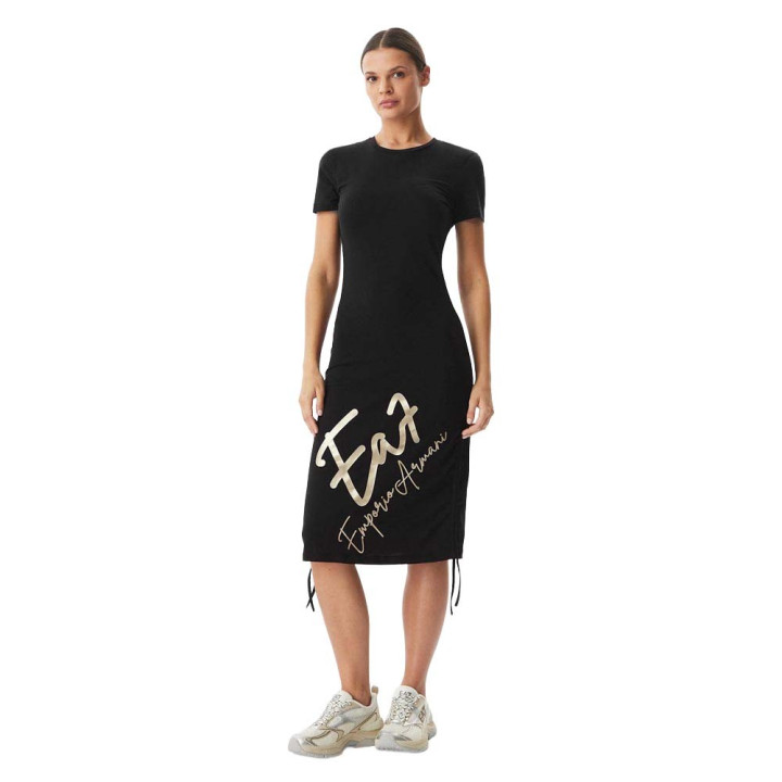 Ea7 Dress Big Logo Nero Donna
