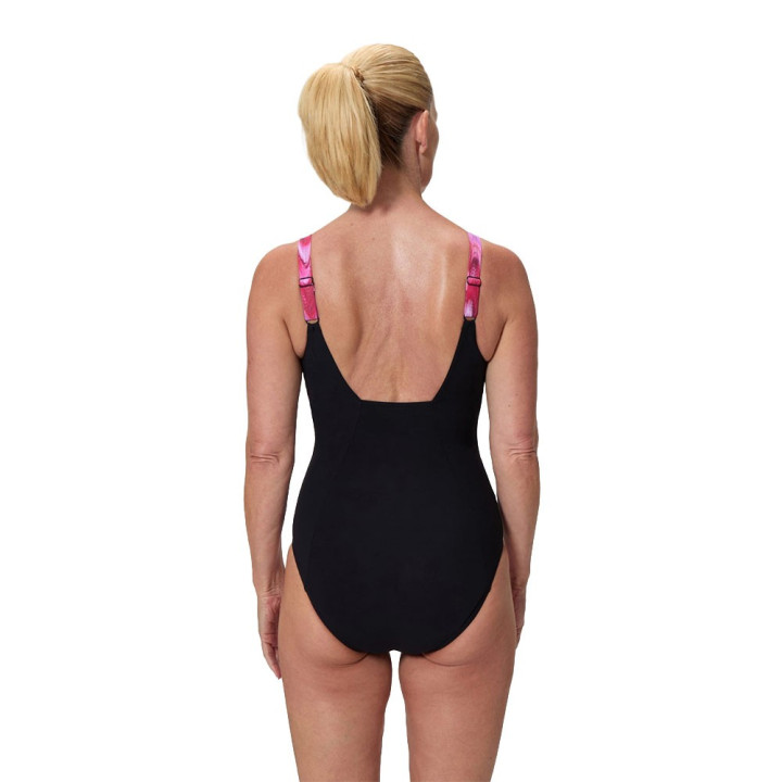 Speedo Costume Intero Piscina Supportato Print Contour Eclipse Antracite Ruby Donna