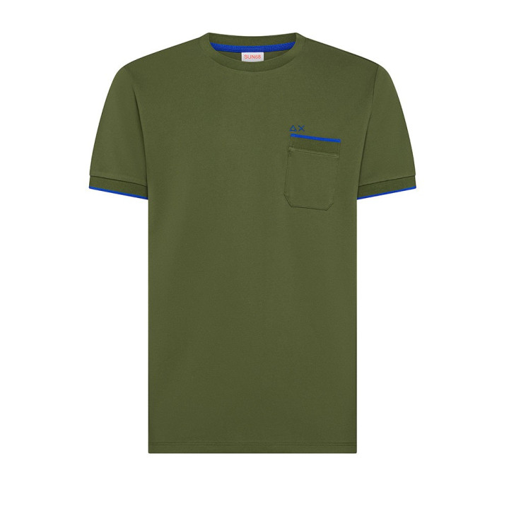 Sun 68 T-Shirt Piquet Smallstripe Verde Uomo