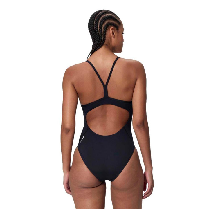 Speedo Costume Intero Piscina Endurance Logo Thinstrap Antracite Donna