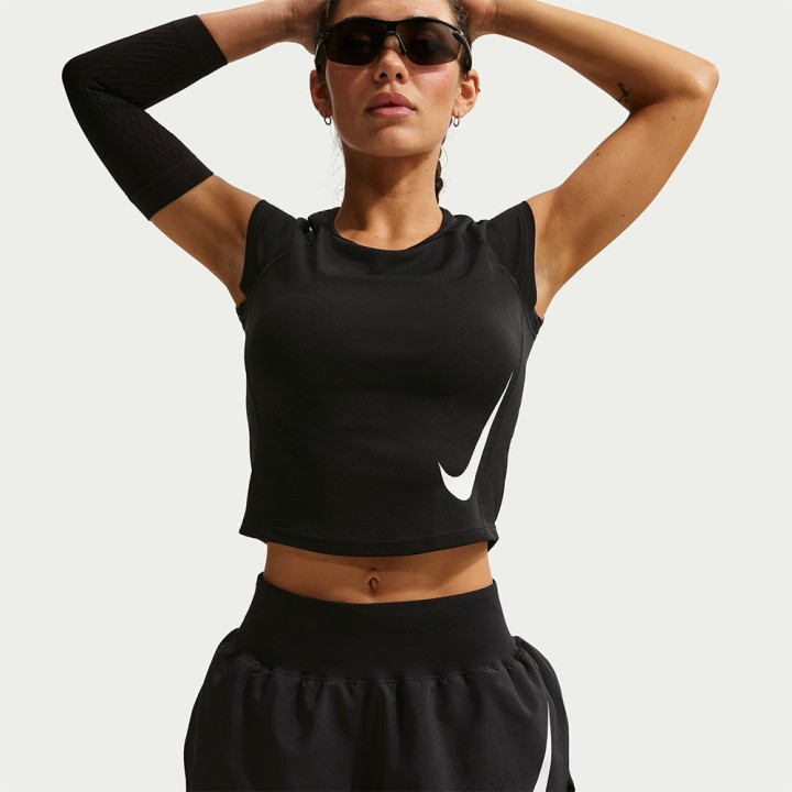 Nike Pantaloncini Running Tempo Swoosh Nero Bianco Donna