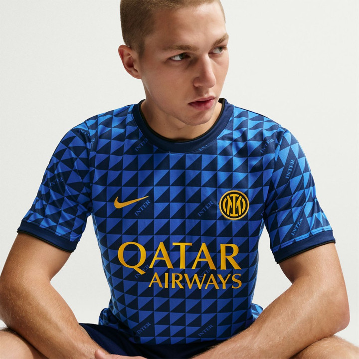 Nike Maglia Maniche Corte Inter Pre-Match Home Blu Bianco Uomo