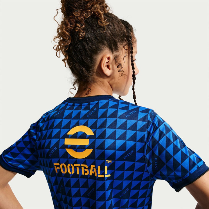 Nike Maglia Maniche Corte Inter Pre Match Blu Nero Oro Bambino