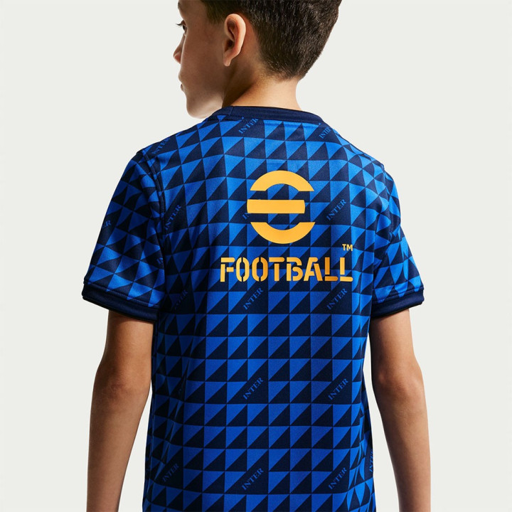 Nike Maglia Maniche Corte Inter Pre Match Blu Nero Oro Bambino