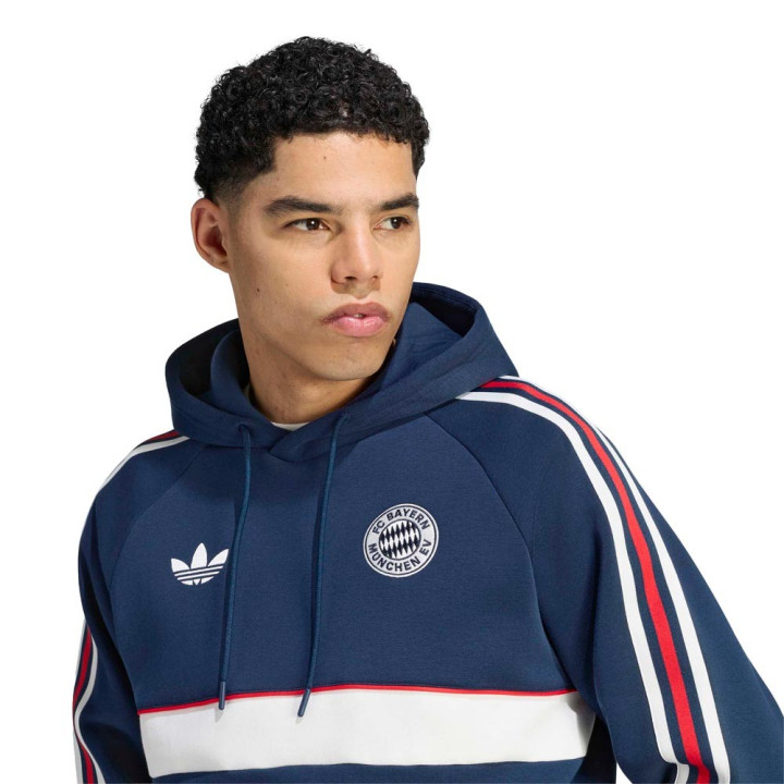 ADIDAS Originals Felpa Calcio Fc Bayern Blu Bianco Uomo