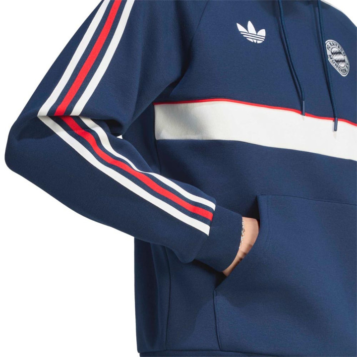 ADIDAS Originals Felpa Calcio Fc Bayern Blu Bianco Uomo