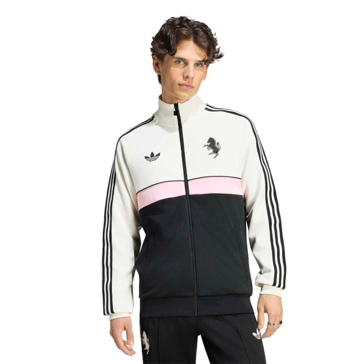 ADIDAS Originals Felpa Juve Full Zip Poly Panna Nero Uomo