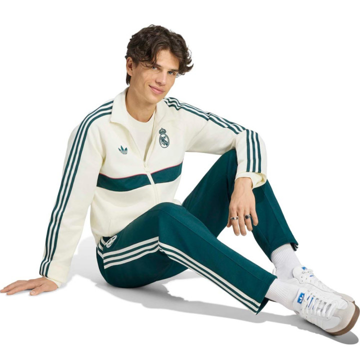 ADIDAS Originals Felpa Real Madrid Full Zip Poly Panna Verde Uomo