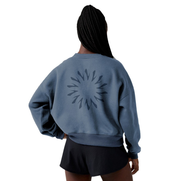 Brooks Felpa Cropped Movement Sweatshirt Steel Blu Donna