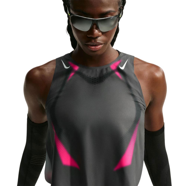 Nike Crop Canotta Running Aeroswift Grigio Volt Bianco Donna