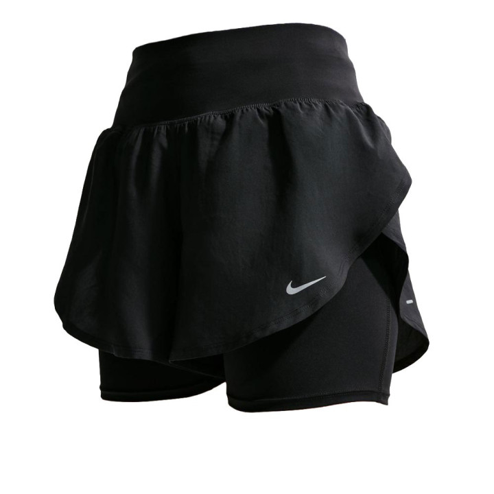 Nike Pantaloncini Running Flow Df Hr 2In1 Nero Argento Donna