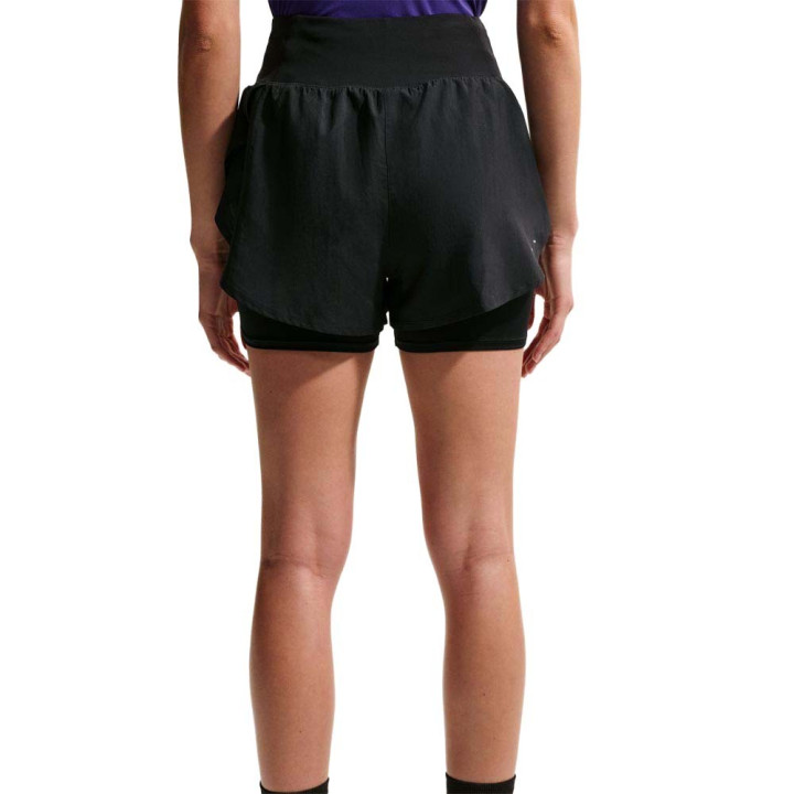 Nike Pantaloncini Running Flow Df Hr 2In1 Nero Argento Donna
