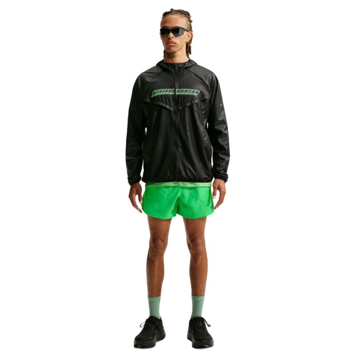 Nike Pantaloncini Running Stride 5" Bf Verde Argento Uomo
