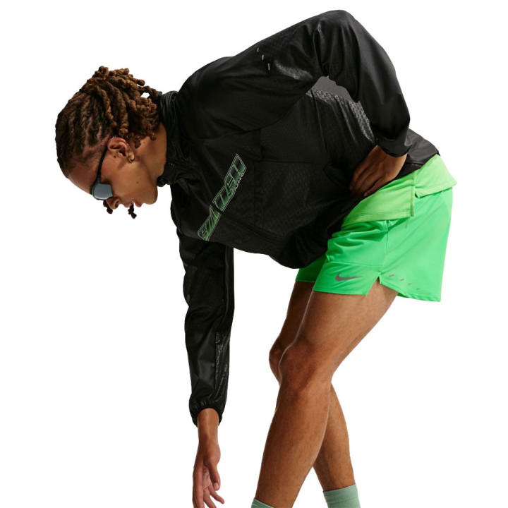 Nike Pantaloncini Running Stride 5" Bf Verde Argento Uomo