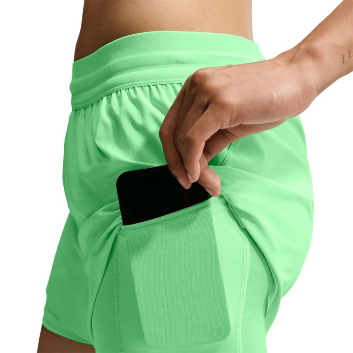 Nike Pantaloncini Running Swift 2In1 Verde Argento Donna