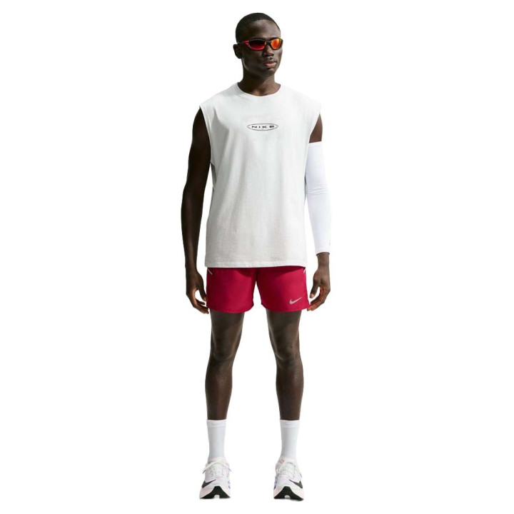 Nike Pantaloncini Running Miler 5" Df Rosso Grigio Uomo