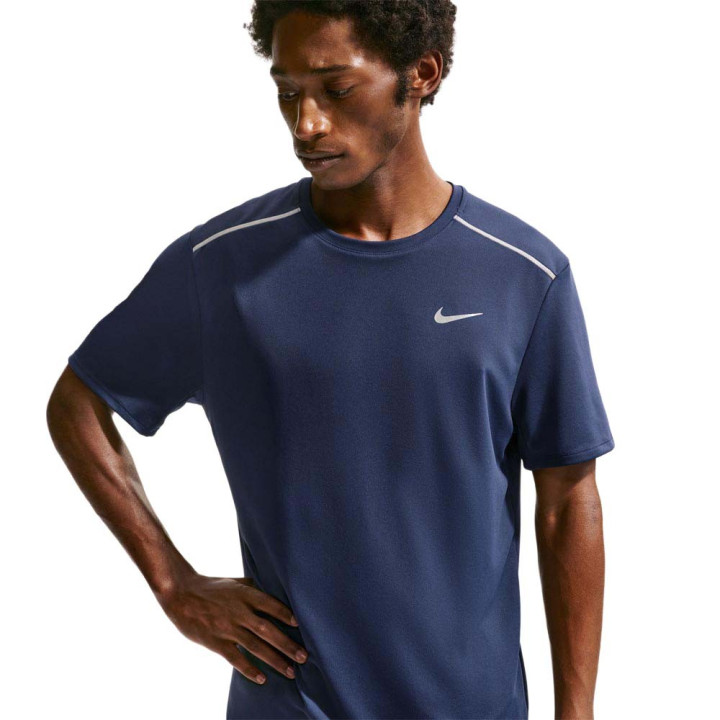 Nike T-shirt Running Miler Midnight Navy Argento Uomo