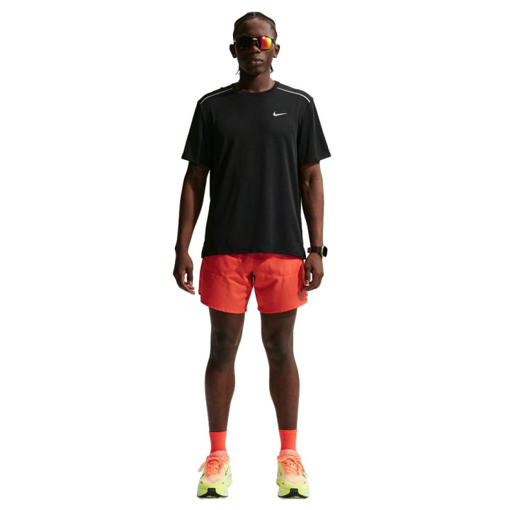 Nike T-shirt Running Miler Nero Argento Uomo