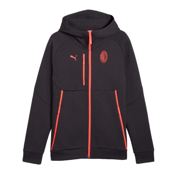 Puma Felpa Calcio Ac Milan Pumatech Fz Antracite Rosso Uomo