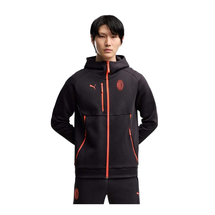 Puma Felpa Calcio Ac Milan Pumatech Fz Antracite Rosso Uomo