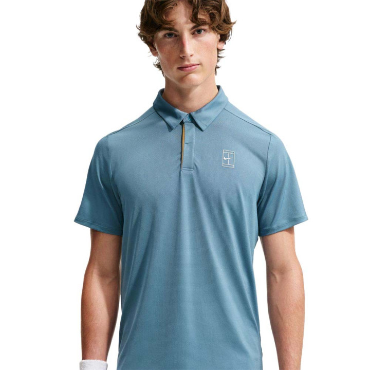 Nike Polo Tennis Advantage Smokeyblu Bianco Uomo