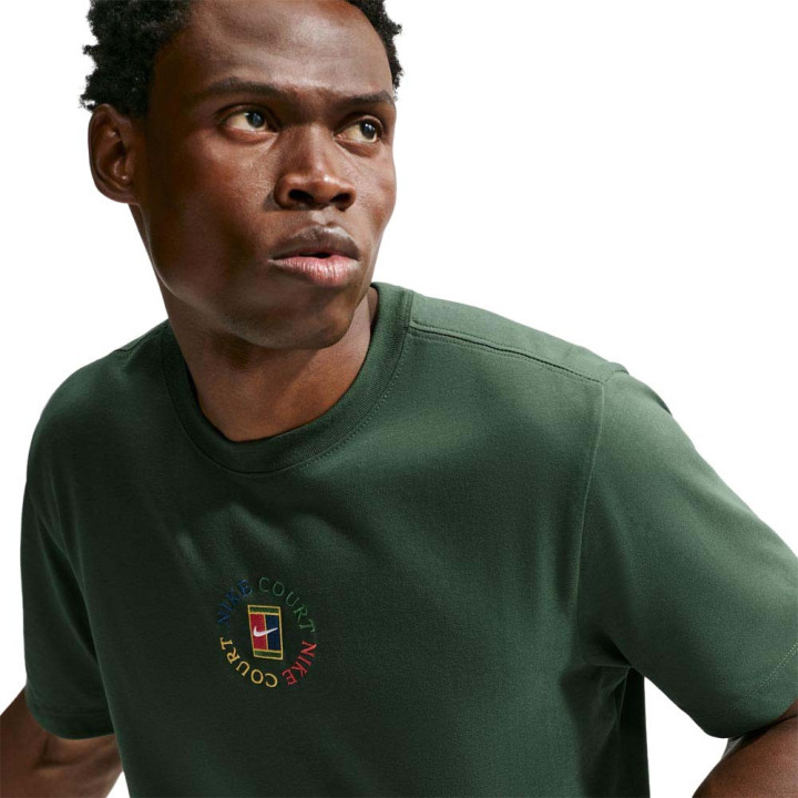 Nike T-Shirt Tennis Dri-Fit Cotton Dark Verde Uomo