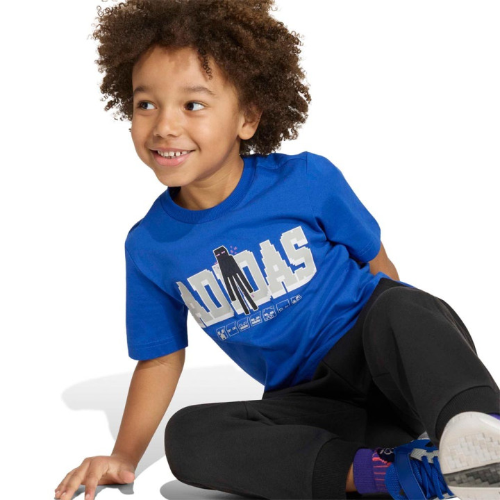 ADIDAS T-Shirt Palestra Minecraft Blu Bambino