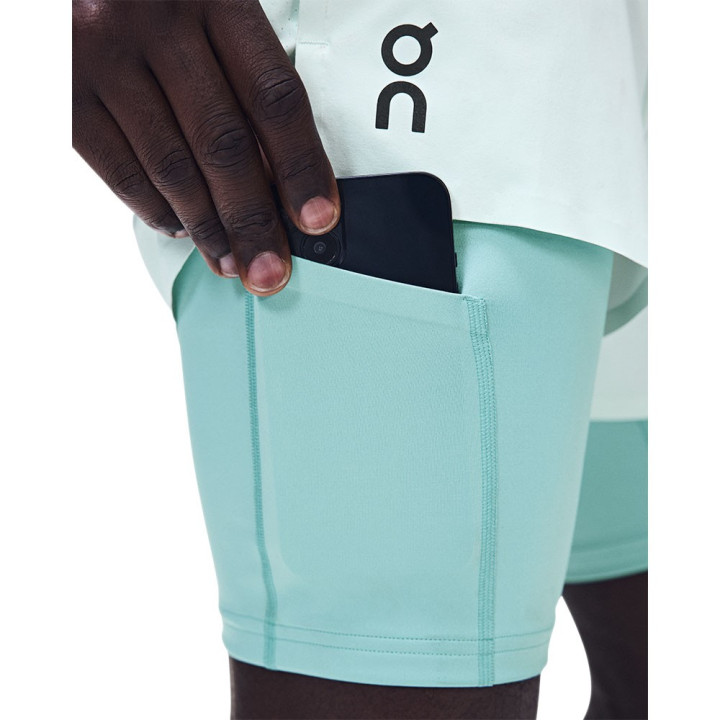 On Pantaloncini Running 5" Performance 2In1 Flurry Aquamarine Uomo