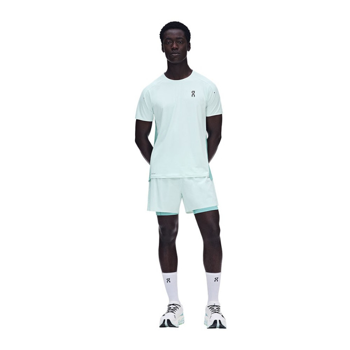 On Pantaloncini Running 5" Performance 2In1 Flurry Aquamarine Uomo