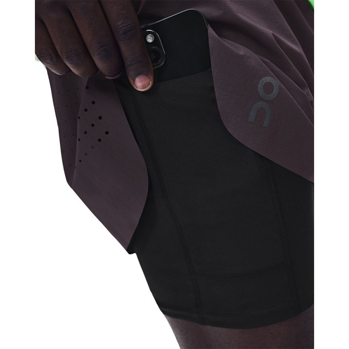 On Pantaloncini Running Zero 2In1 Urchin Nero Uomo