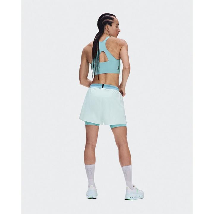 On Pantaloncini Running 3" Performance 2In1 Aquamarine Donna