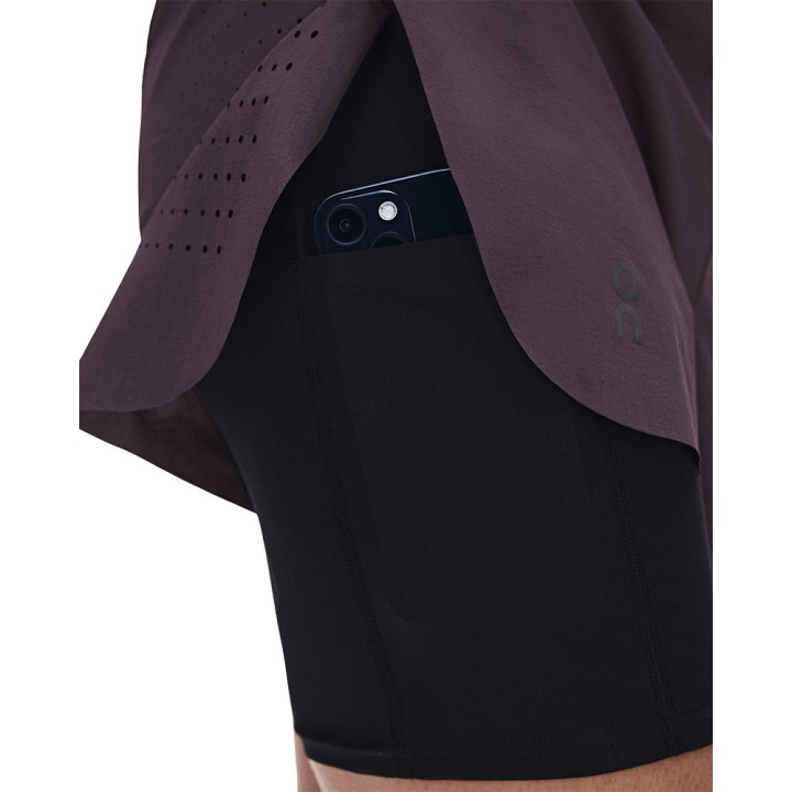 On Pantaloncini Running Zero 2In1 Urchin Nero Donna
