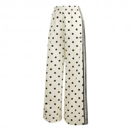 Firebird Wide Leg Pants Satin Polkadots bianco