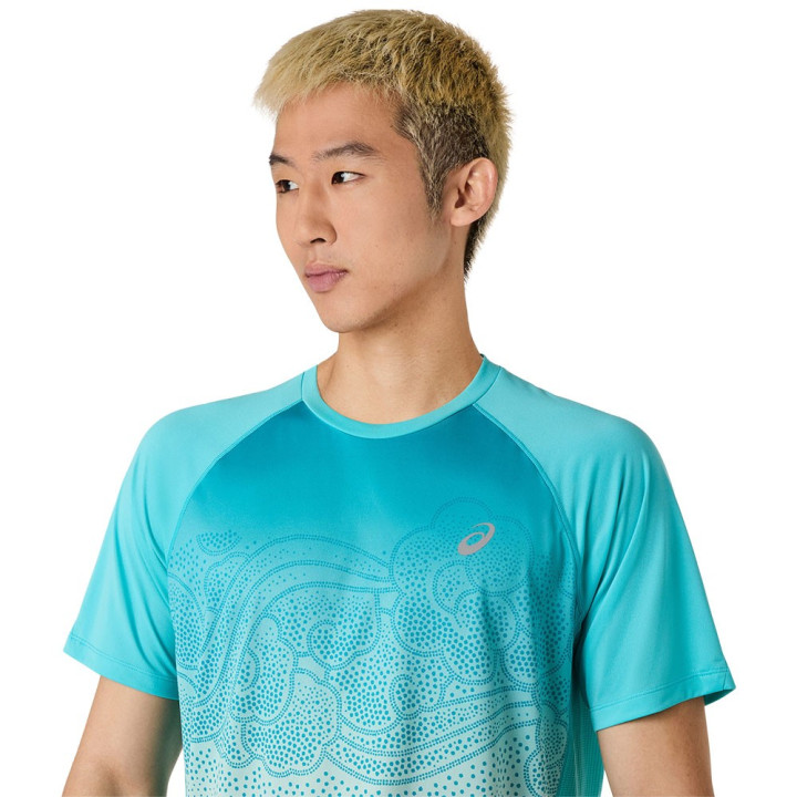 Asics T-Shirt Running Road Fade Energy Aqua Uomo