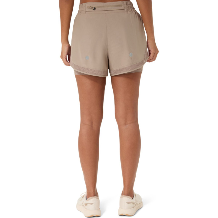 Asics Pantaloncini Running Nagino Run 2-N-1 Grigio Donna
