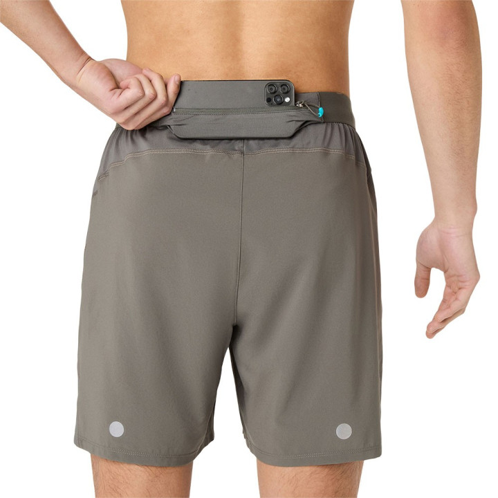 Asics Pantaloncini Running Road 2In1 7" Truffle Grigio Uomo