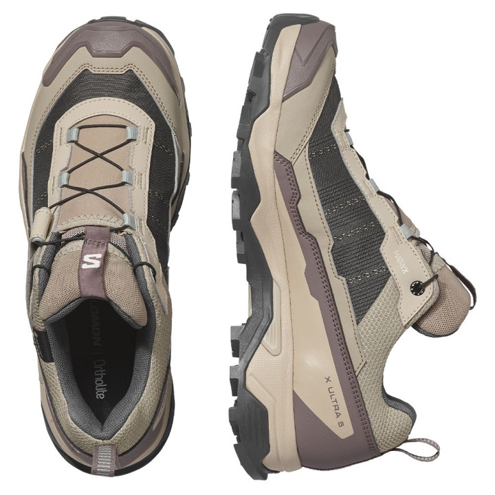 Salomon X Ultra 5 GORE-TEX Desert Tan Bianco Pepper Gree - Scarpe Hiking Donna